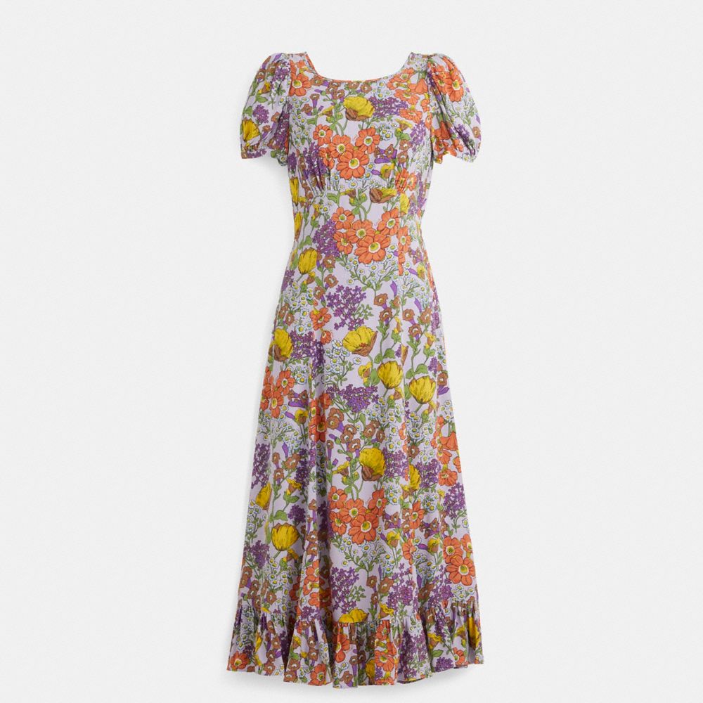 Coach Restored Floral Midi Dress In Multi