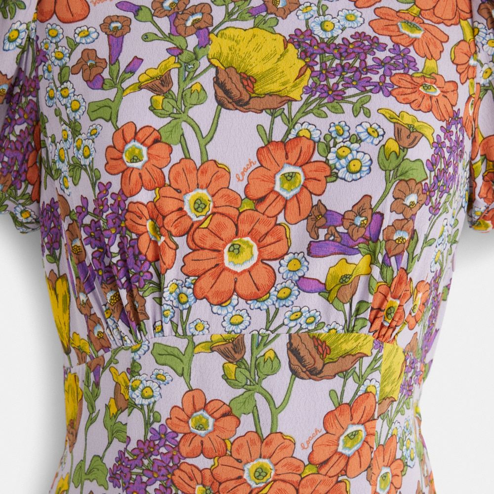 Coach Restored Floral Midi Dress In Multi