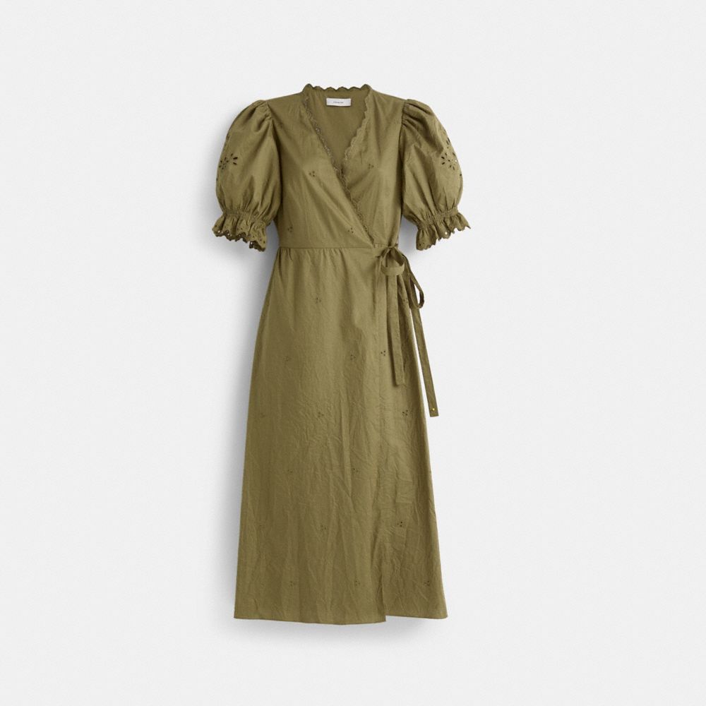COACH®,Restored Broderie Anglaise Wrap Dress,,Front View