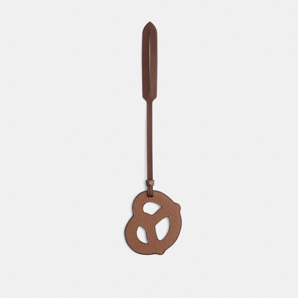 COACH®,Remade Pretzel Bag Charm,Brown,Back View