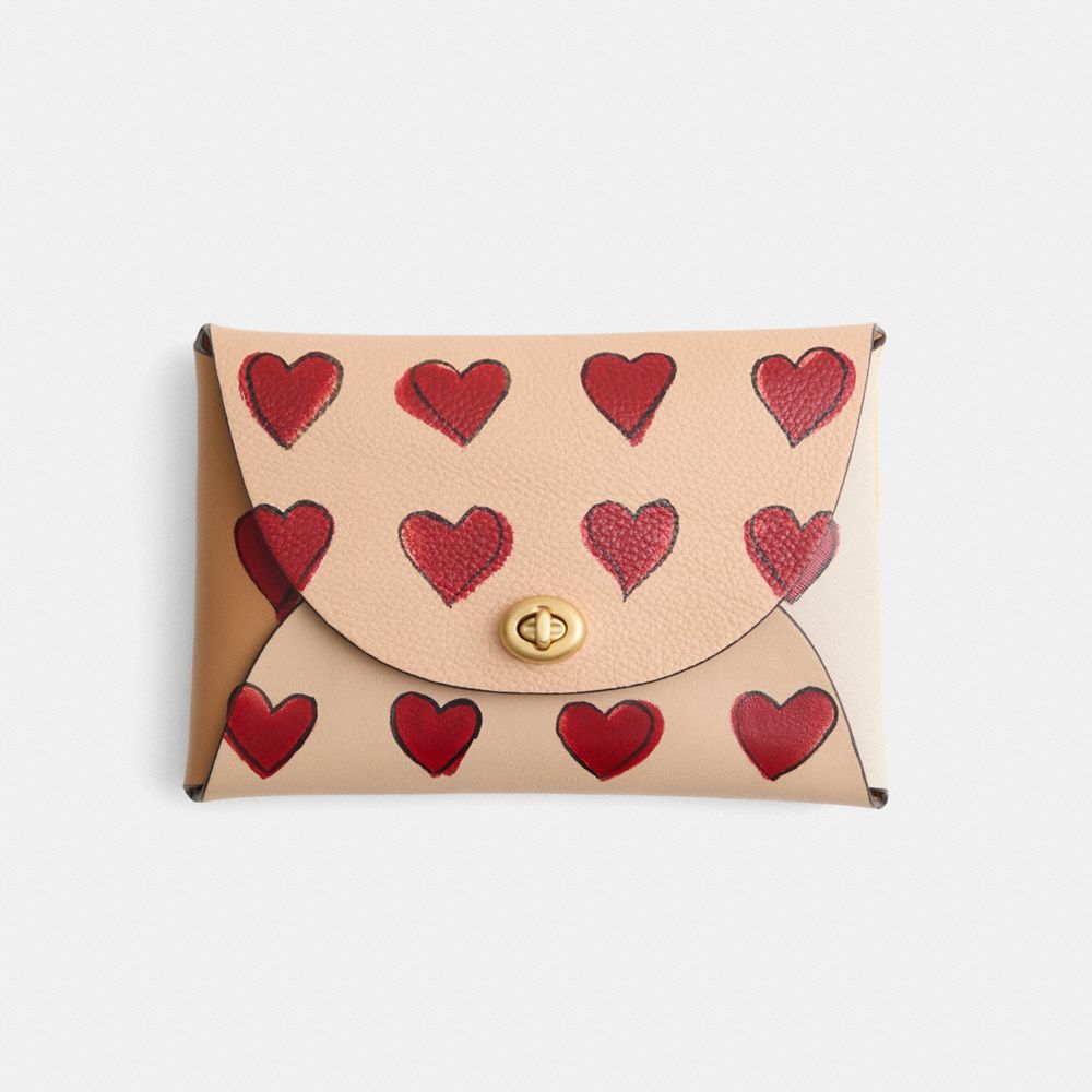 Coach Remade Large Pouch With Hand Painted Hearts In Multi