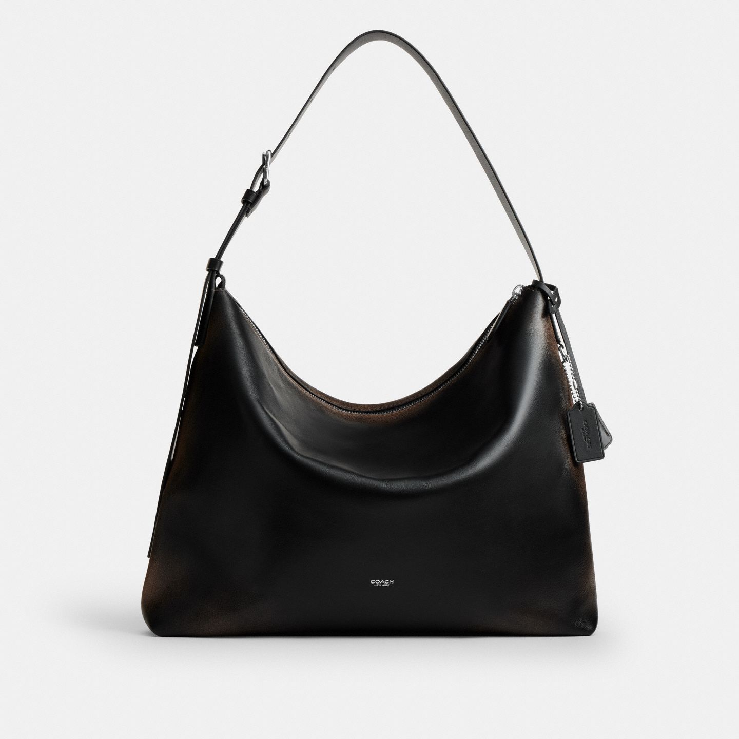 Мужская сумка Coach Mott Messenger Bag In Loved Leather, цвет: Чёрный / Рыжевато-коричневый — фото 1
