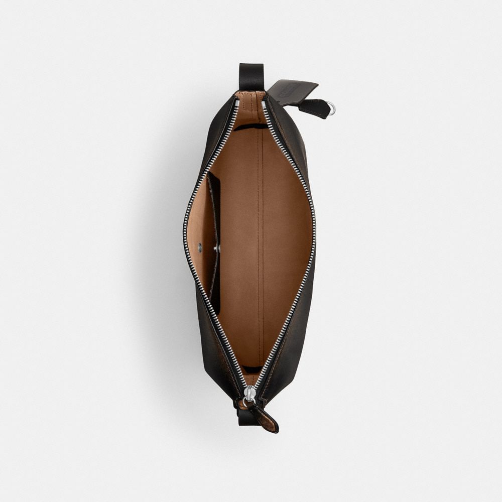 COACH®,Mott Messenger Bag 38 In Loved Leather With Charms,,Inside View,Top View