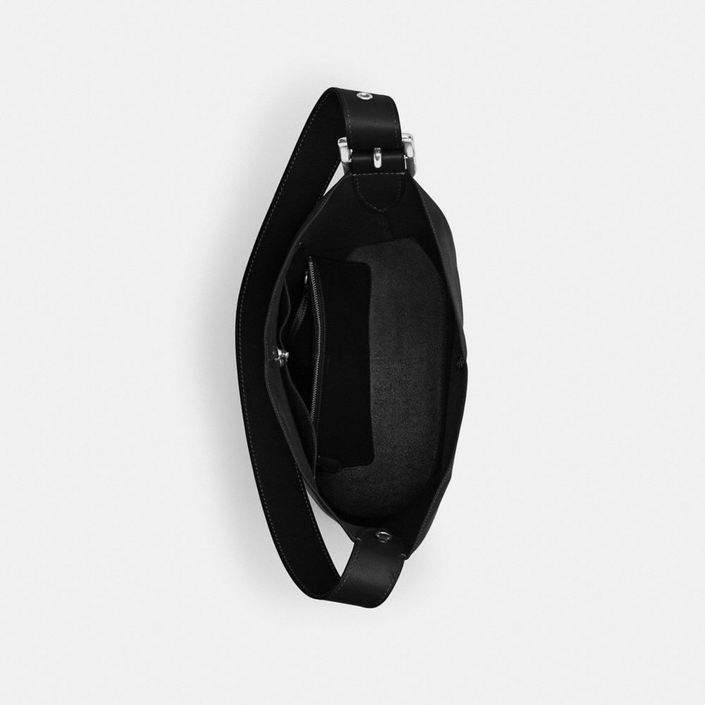 COACH®,Bleecker Bucket Bag 36,Leather,Bucket,Pendant,Adjustable,Silver Metal,Casual,Black,Inside View,Top View