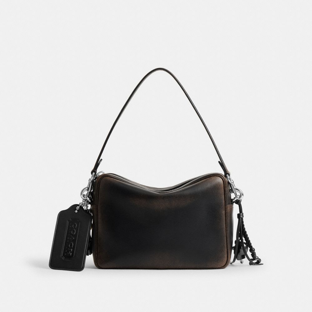 COACH®,Dakota Crossbody Bag In Loved Leather With Charms,,Back View