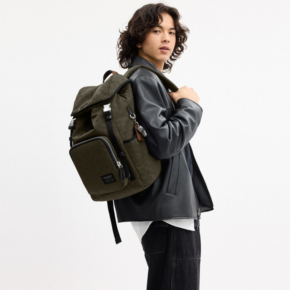 COACH®,Logan Backpack In Signature Nylon,,Detail View