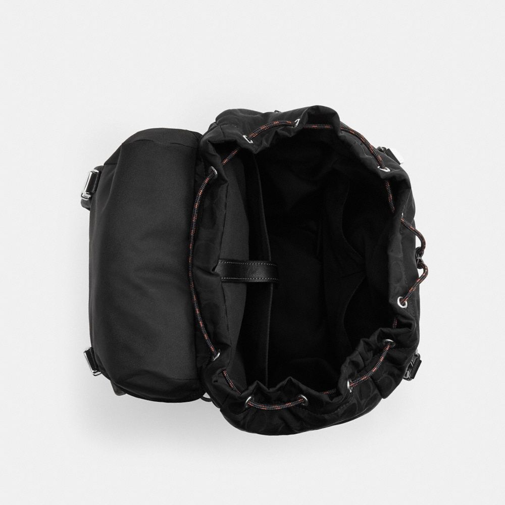 COACH®,Logan Backpack In Signature Nylon With Charms,,Inside View,Top View