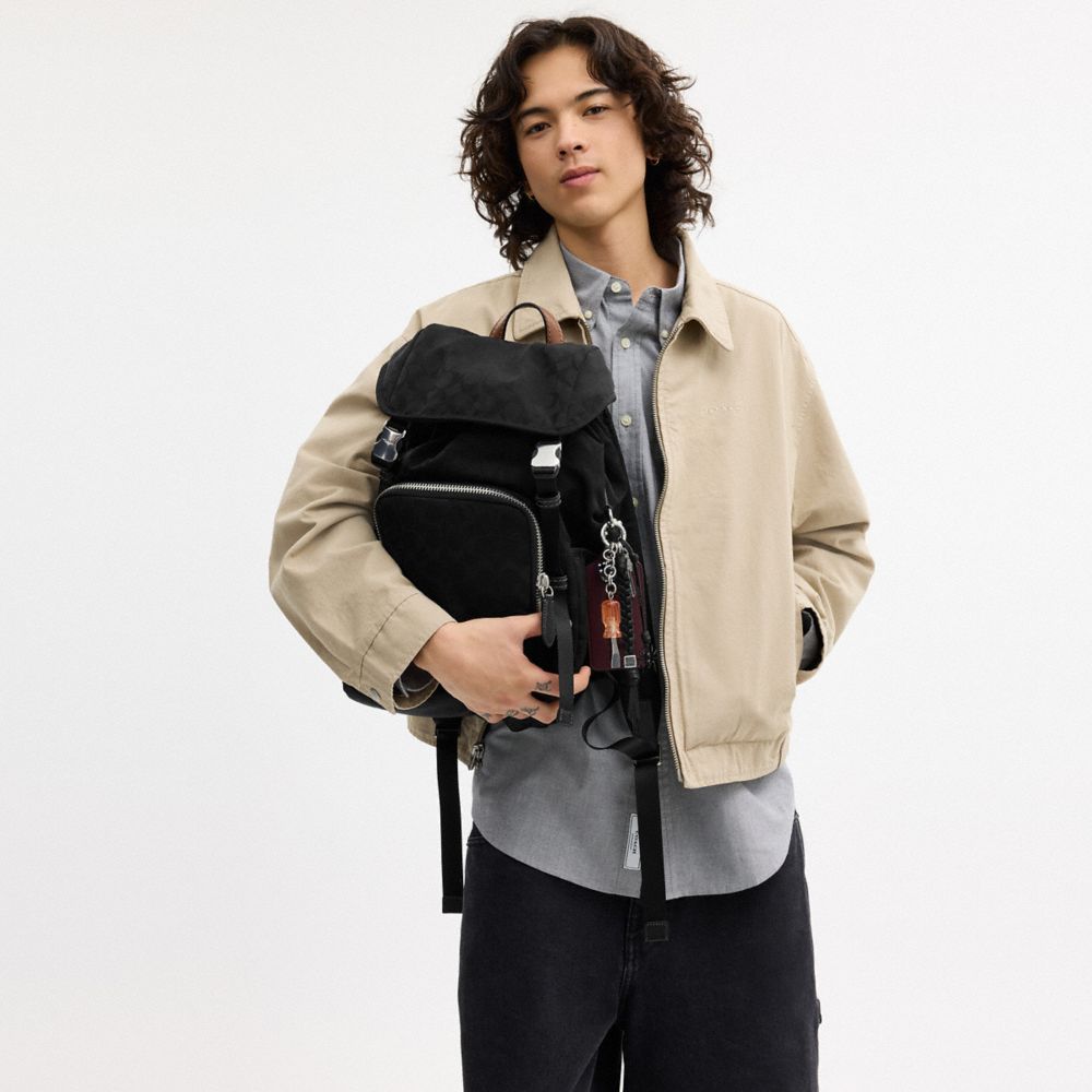 COACH®,Logan Backpack In Signature Nylon With Charms,,Detail View