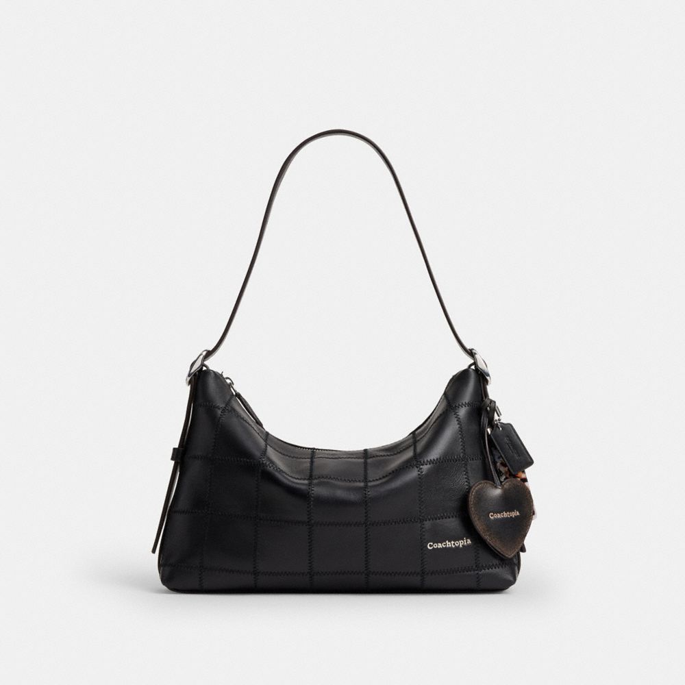 COACH®,Heart Bag Charm With Key Ring In Upcrafted Leather,,Angle View