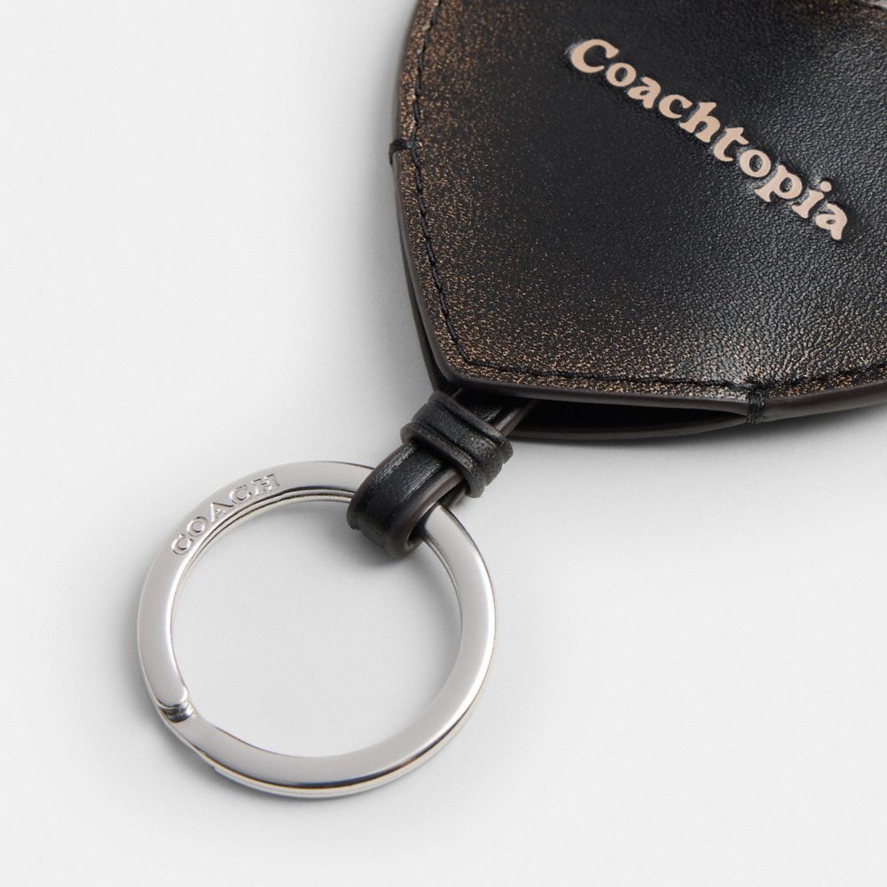 COACH®,Heart Bag Charm With Key Ring In Upcrafted Leather,,Closer View