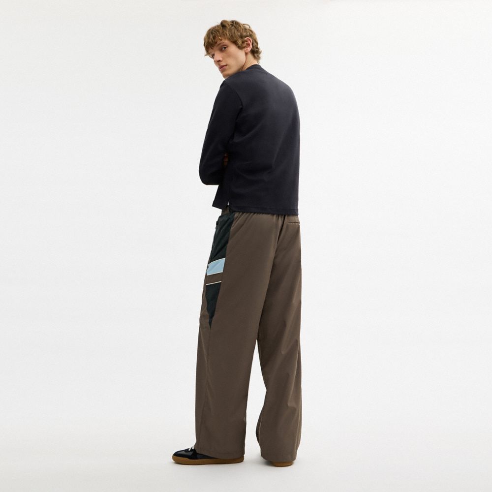 COACH®,Straight Leg Track Pants In Recycled Polyester,Recycled Polyester,Lining Recycled Polyester,Track,Straight,Logo,Pip...,Brown,Scale View