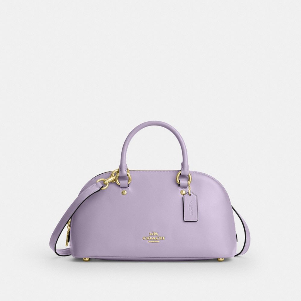 COACH®,Lara Satchel Bag,Recycled Polyester,Satchel,Logo,Metal,Casual,Lavender,Front View