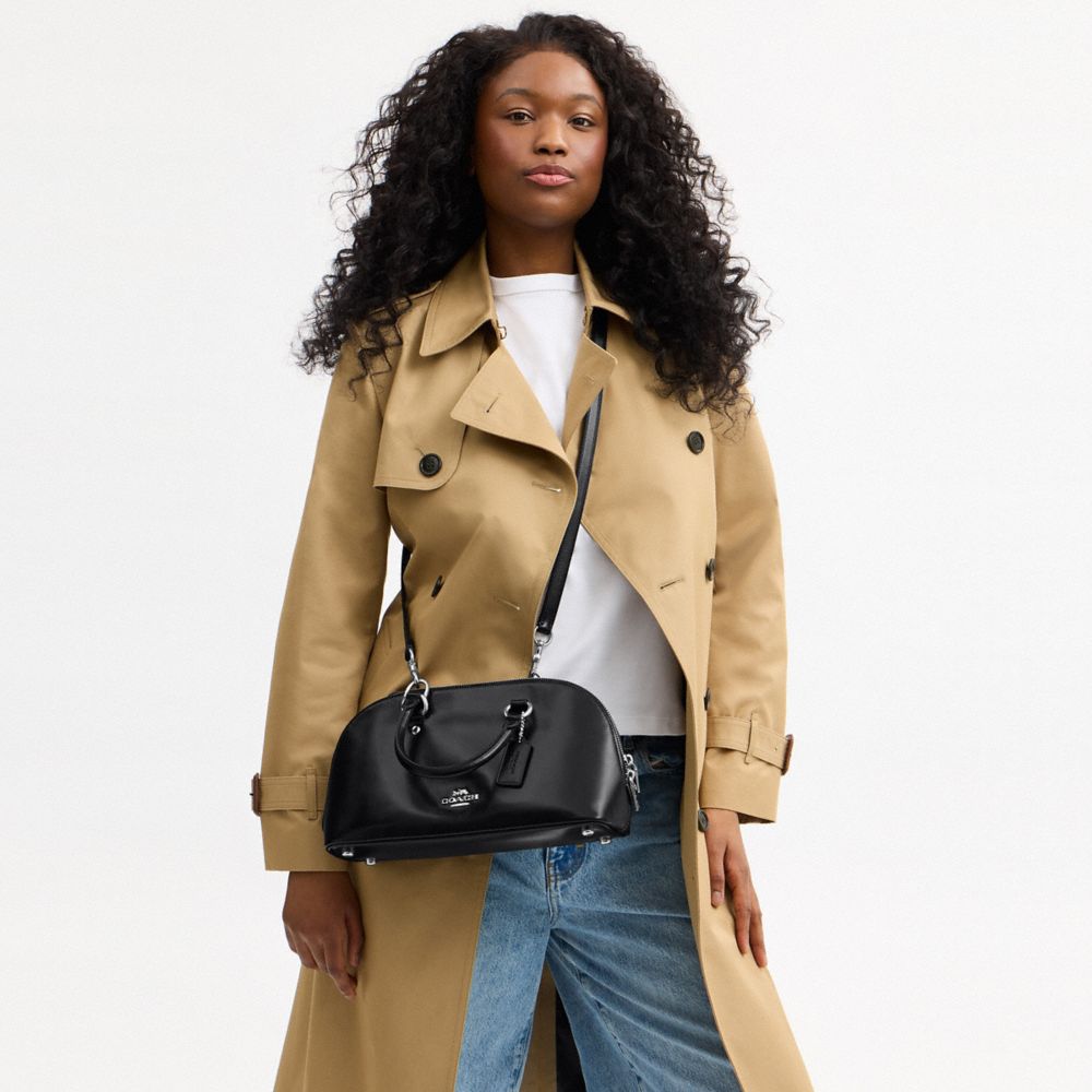 COACH®,Lara Satchel Bag,Recycled Polyester,Lining Recycled Polyester,Satchel,Metal,Logo,Casual,Black