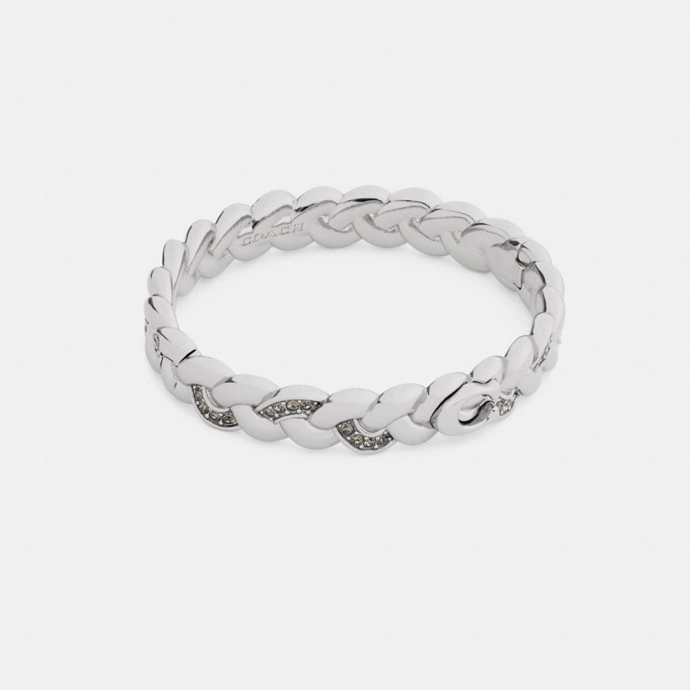 Coach Braided Signature Hinged Bangle In Silver