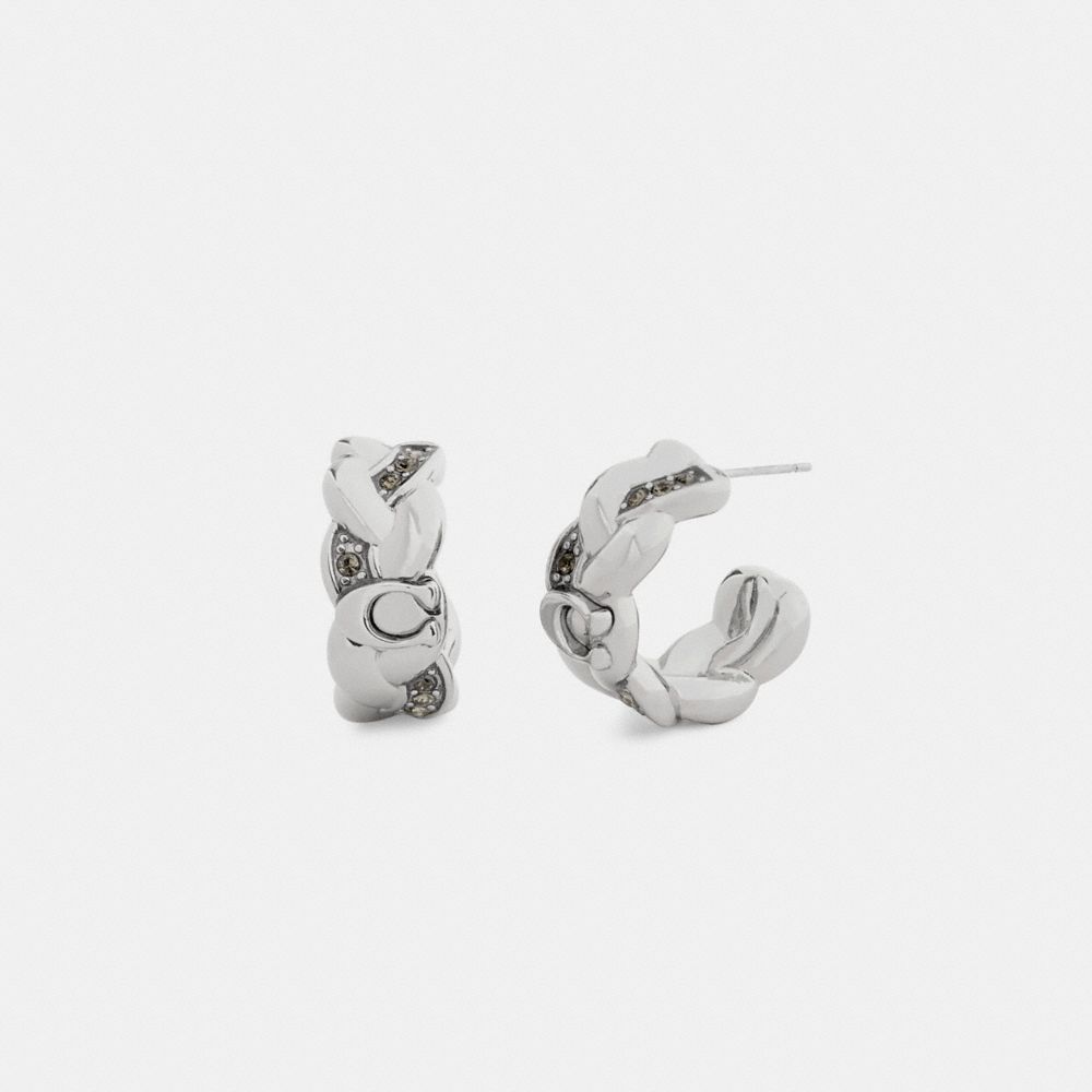 Coach Braided Signature Hoop Earrings In Silver