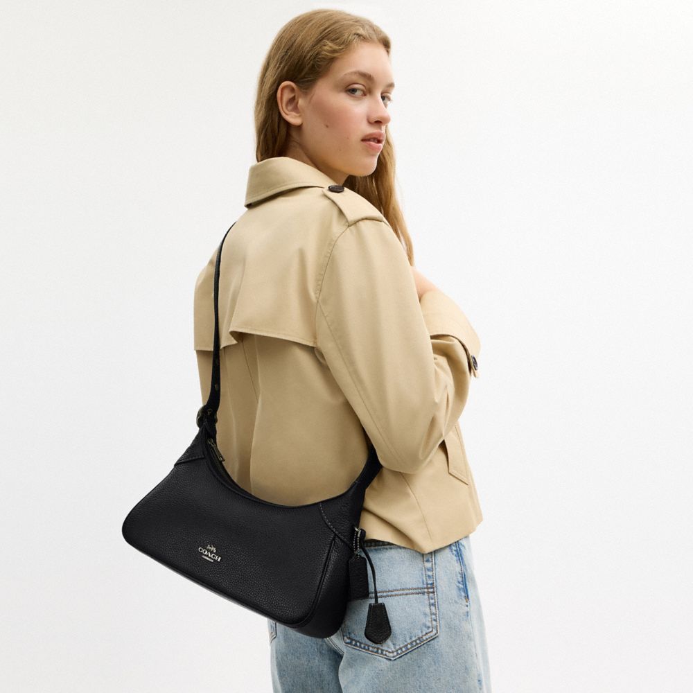 COACH®,Ella Small Shoulder Bag,Black,Detail View