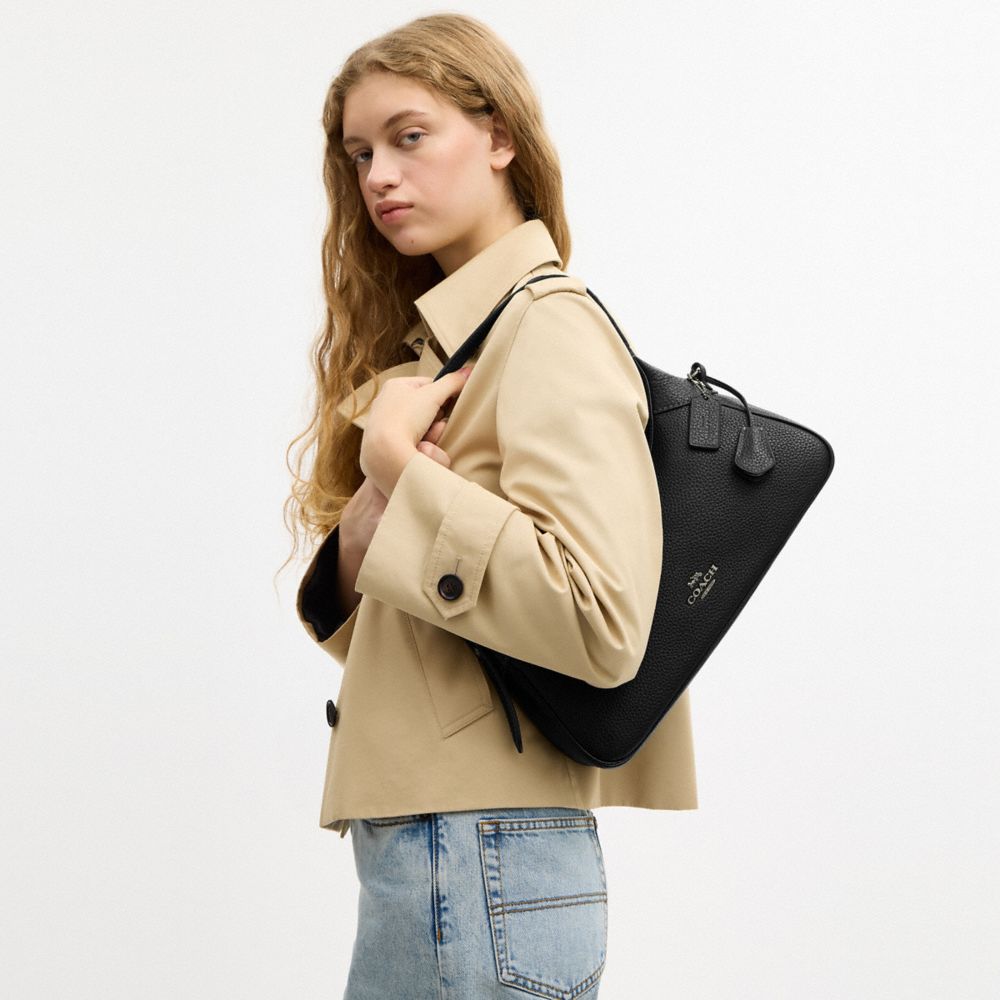 COACH®,Ella Small Shoulder Bag,Black,Detail View