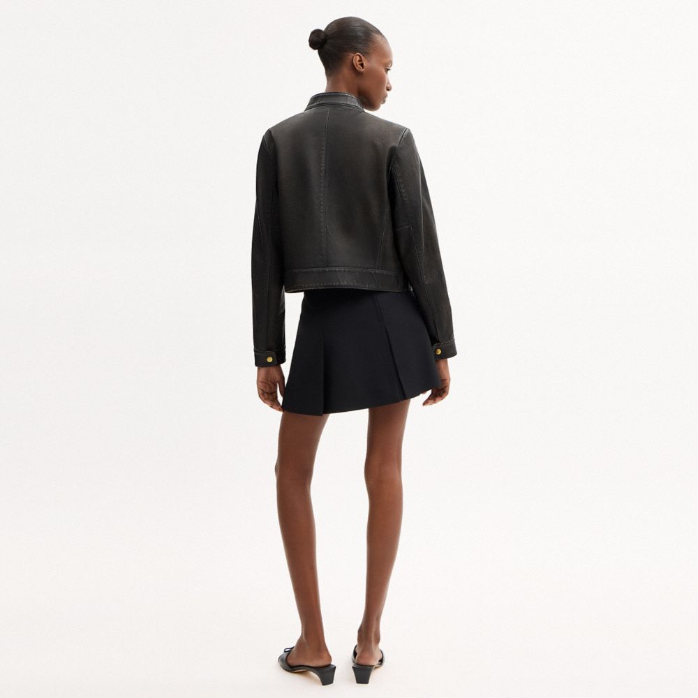 Женские куртки Coach Loved Leather Heritage C Racer Jacket — фото 4