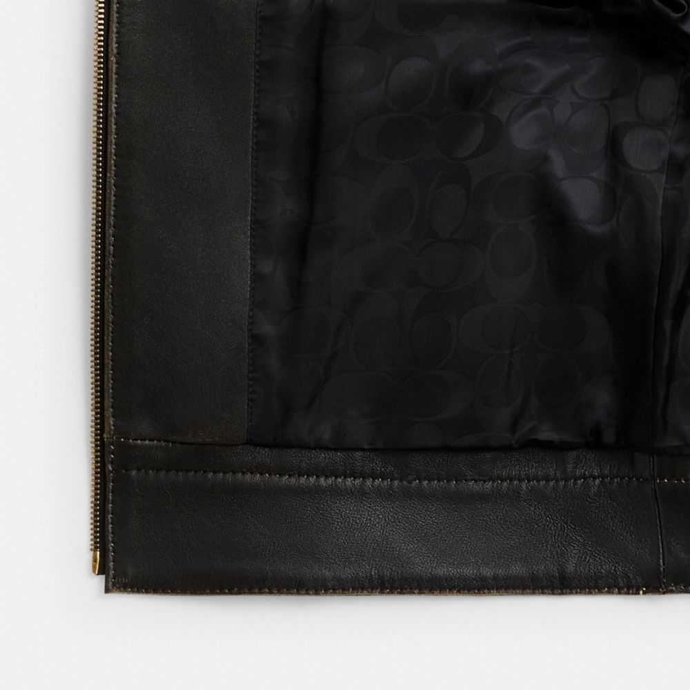 Женские куртки Coach Loved Leather Heritage C Racer Jacket — фото 2