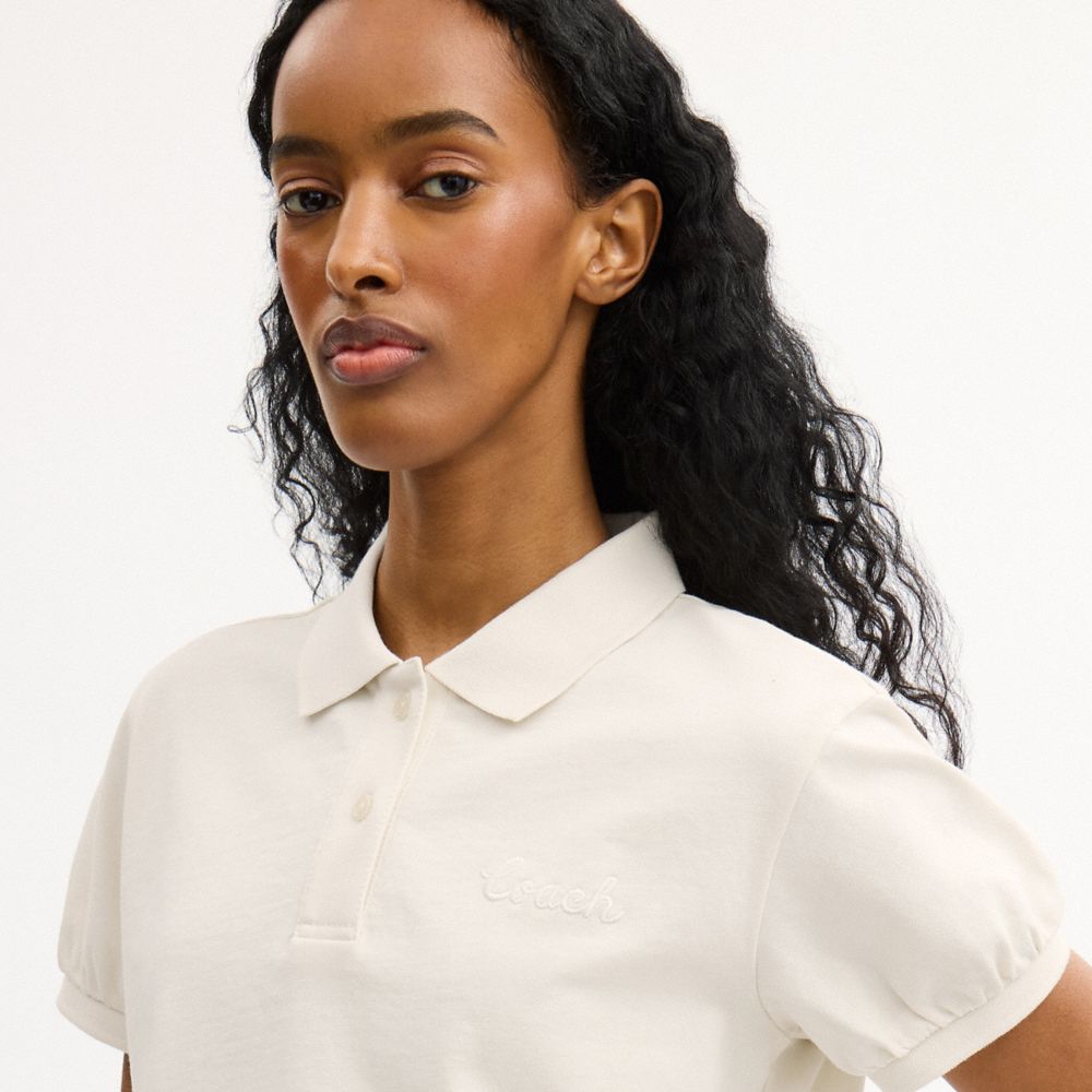 Женские топы Coach Script Shrunken Polo In Organic Cotton — фото 4