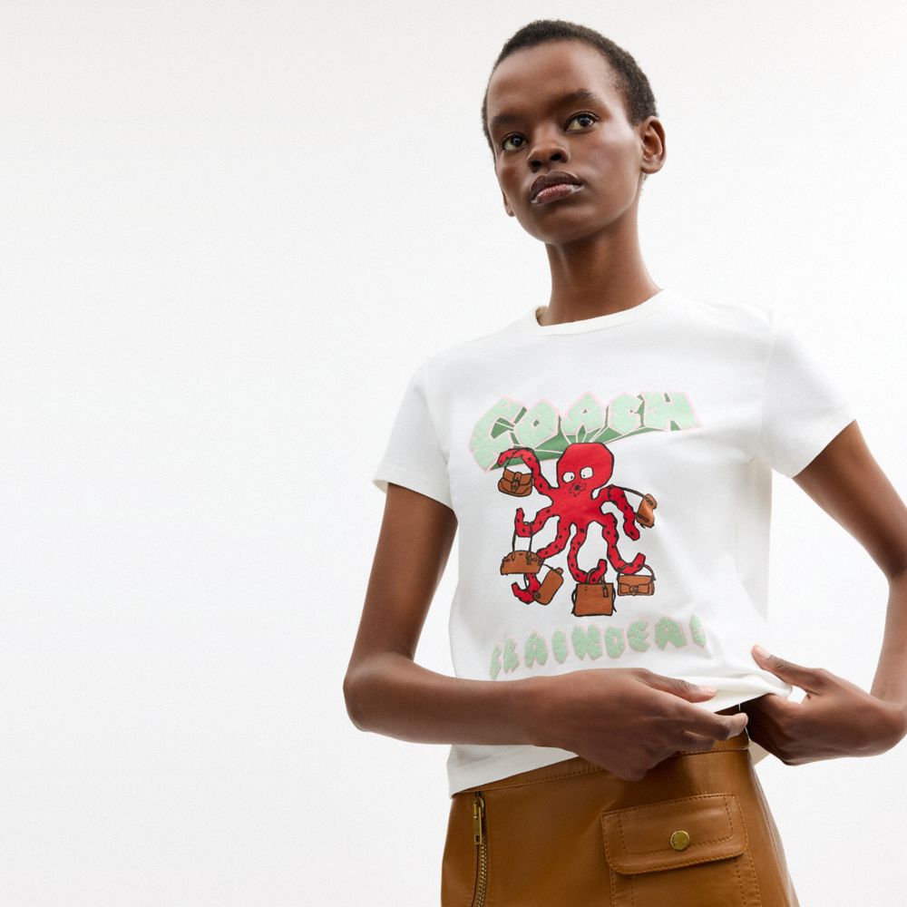 Женские футболки Coach Brain Dead Octopus 90's T-Shirt — фото 4