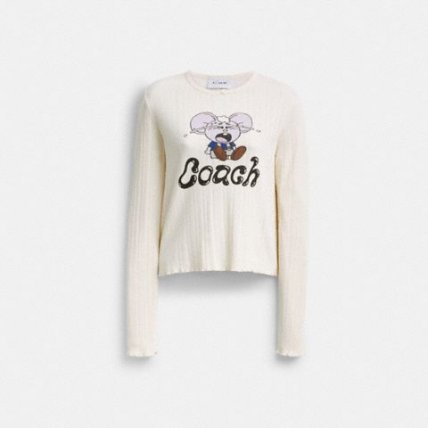 Женские топы Coach | Brain Dead Kachi Mouse Graphic Long Sleeve Pointelle Top