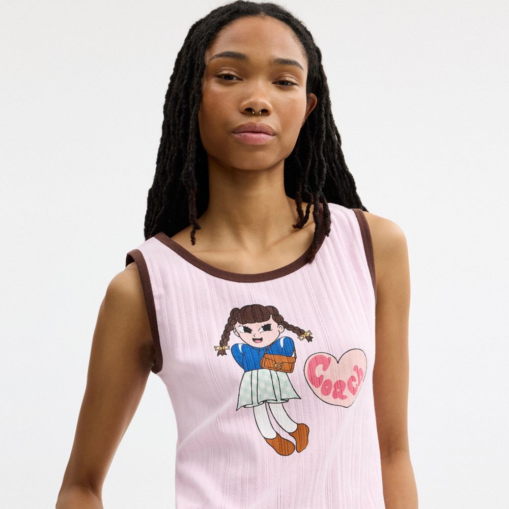 Женские топы Coach | Brain Dead Graphic Pointelle Tank Top — фото 4