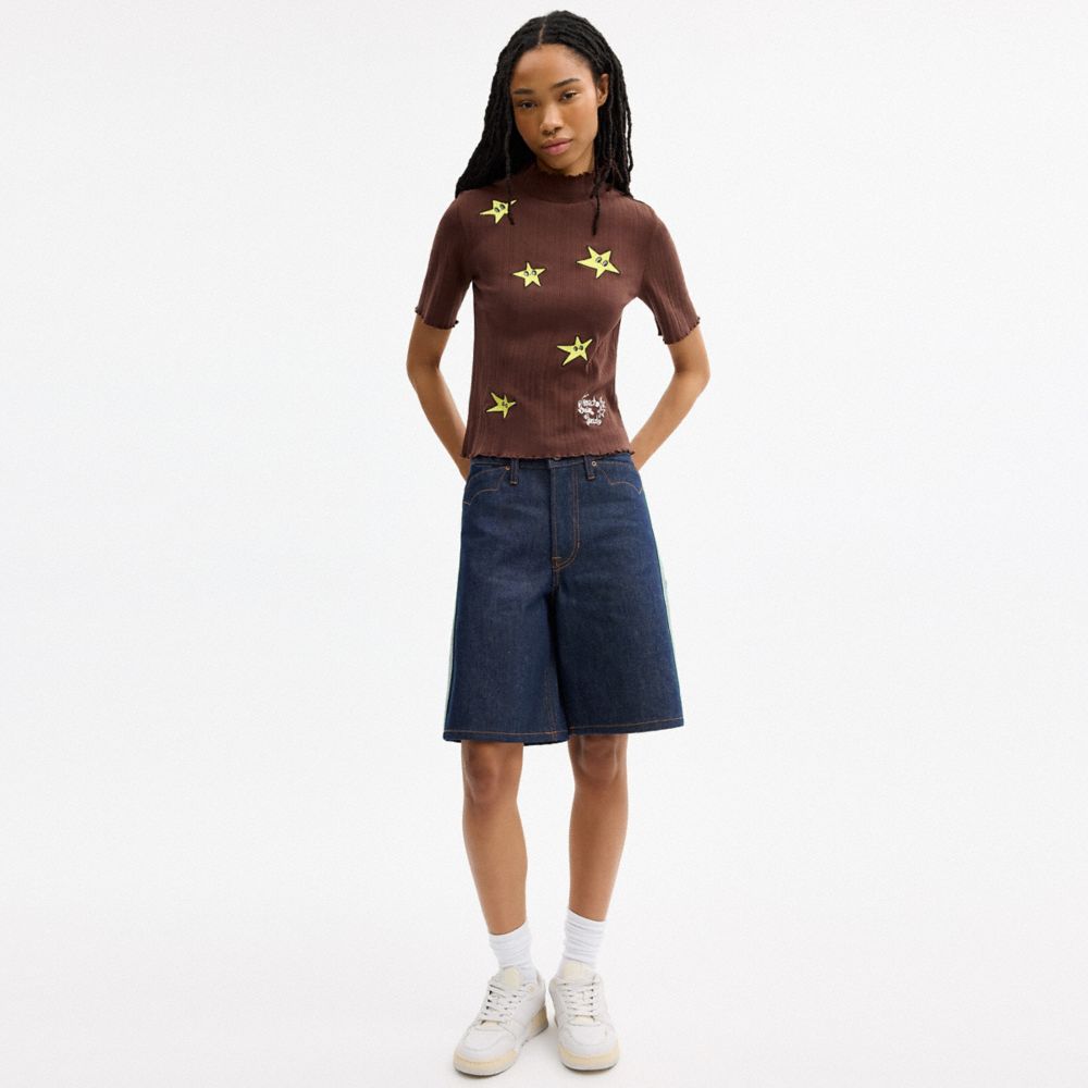 Женские топы Coach | Brain Dead Graphic Pointelle Mockneck Top — фото 2