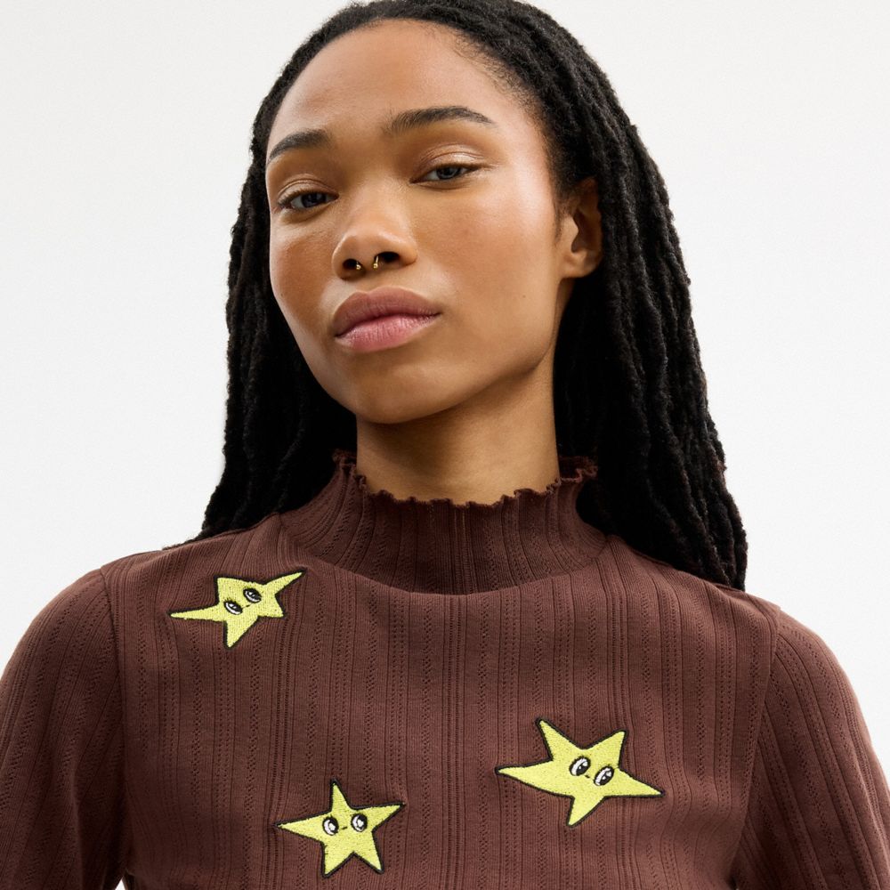 Женские топы Coach | Brain Dead Graphic Pointelle Mockneck Top — фото 4