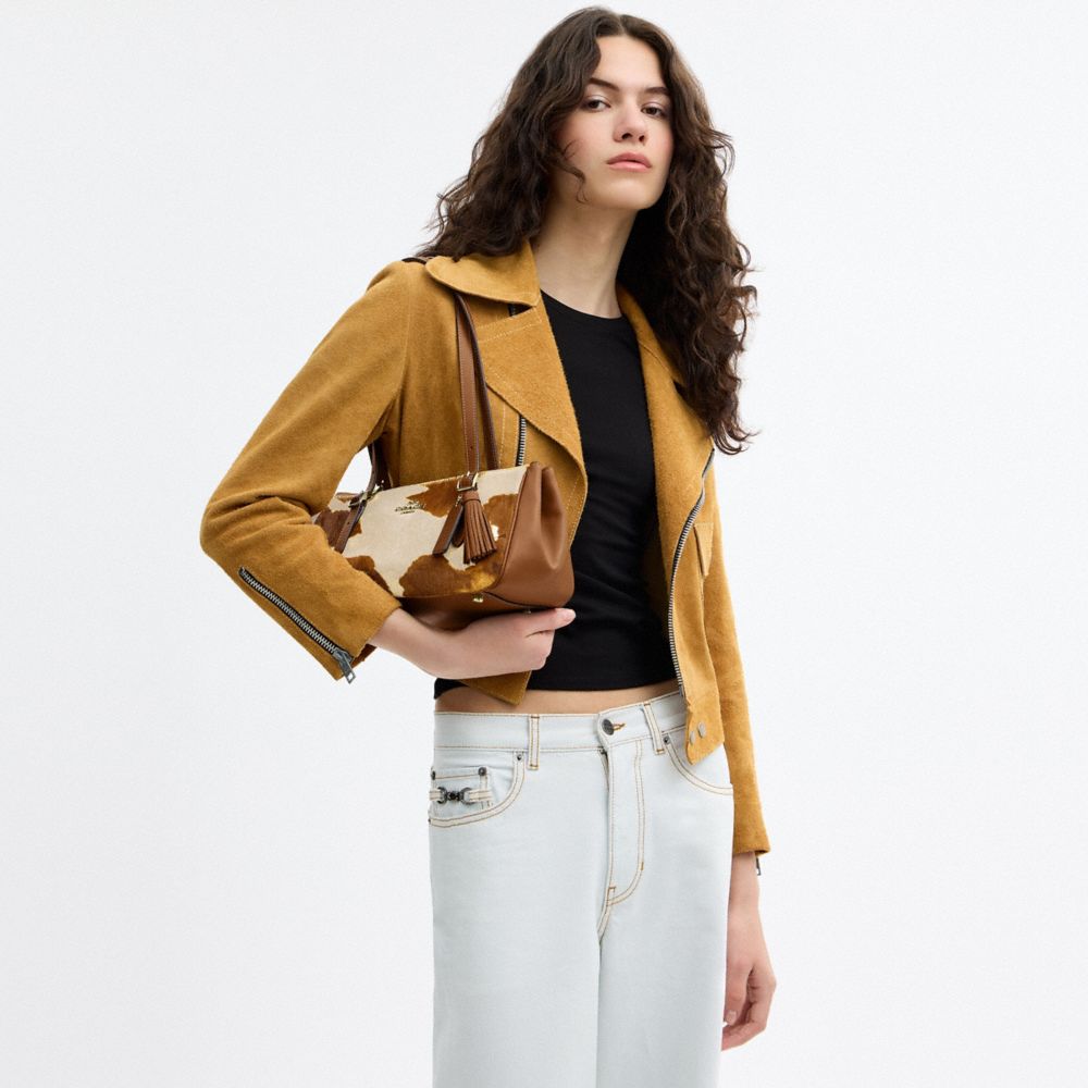 COACH®,Asher Shoulder Bag In Haircalf With Cow Print,,Detail View