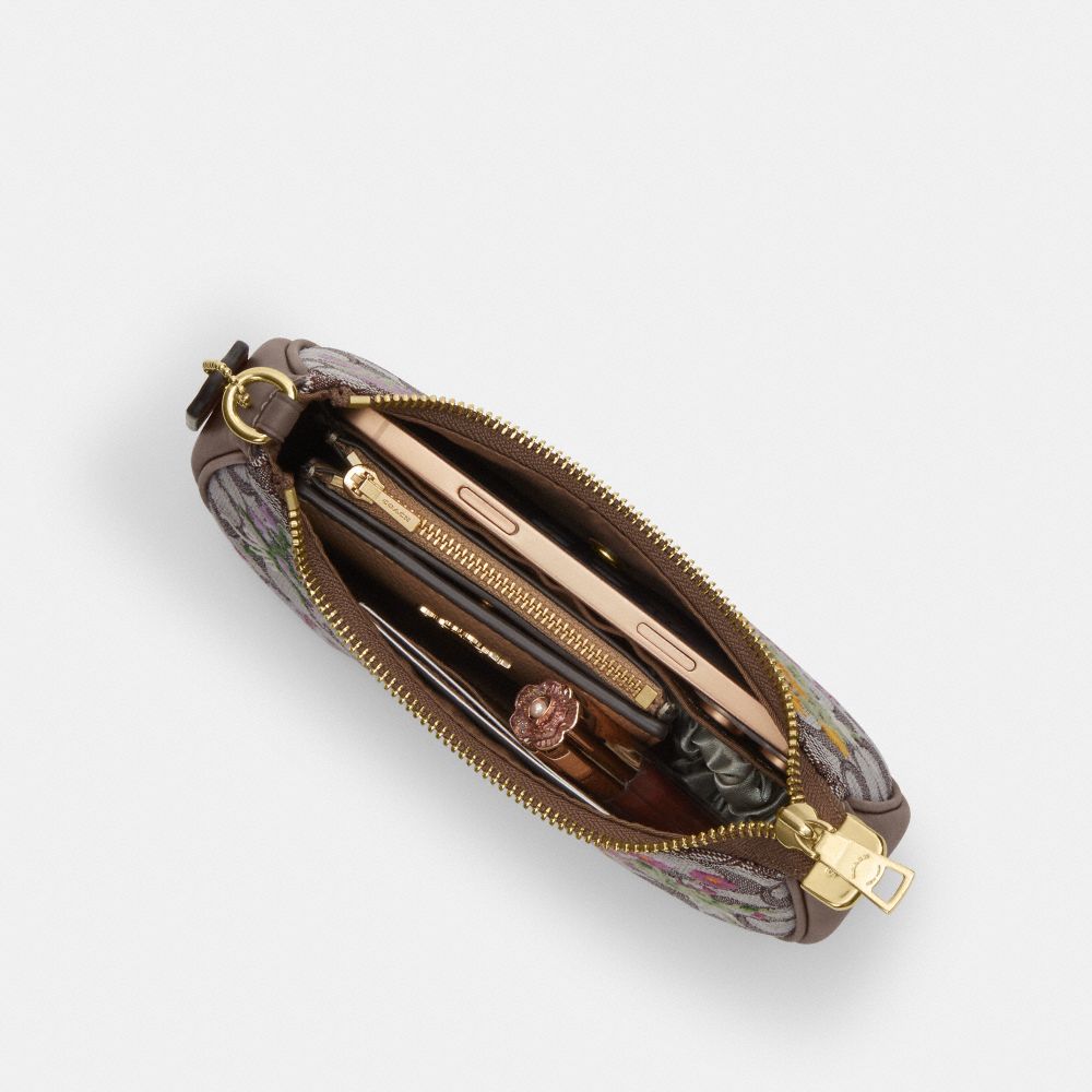 COACH®,Teri Mini Crossbody Bag In Signature Jacquard With Floral Embroidery,,Inside View,Top View