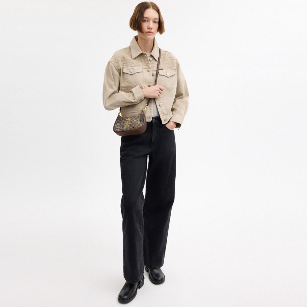 COACH®,Teri Mini Crossbody Bag In Signature Jacquard With Floral Embroidery,