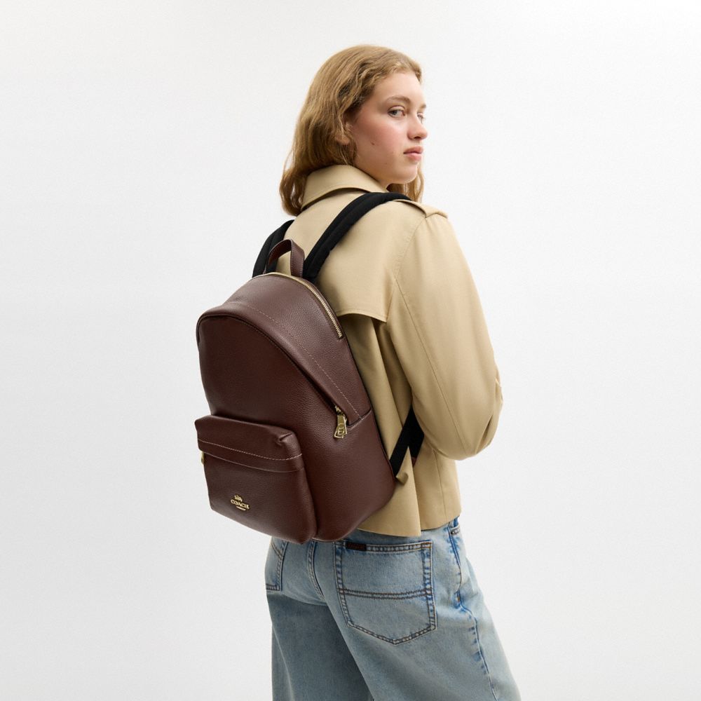 COACH®,TAYLOR SMALL BACKPACK,Cuir galet,Or/Érable,Detail View