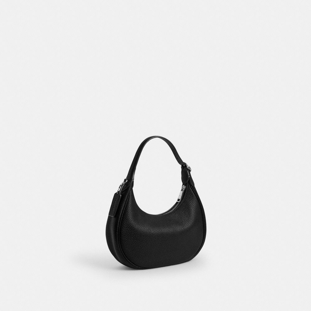 COACH®,Emily Shoulder Bag,Recycled Polyester,Leather,Shoulder Bag,Pendant,Metal,Adjustable,Silver Metal,Casual,Black,Angle View