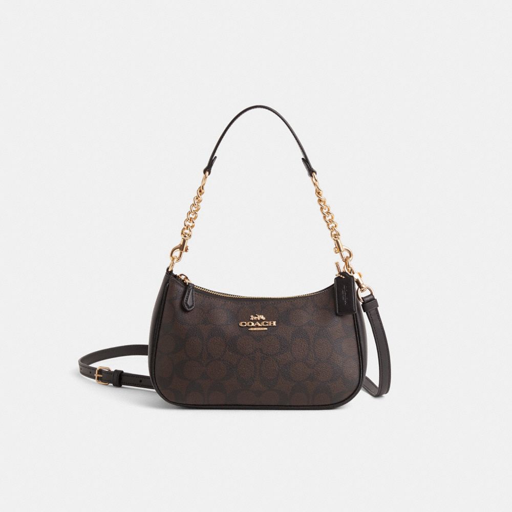 COACH®,Restored Teri Shoulder Bag In Signature Canvas,,Front View