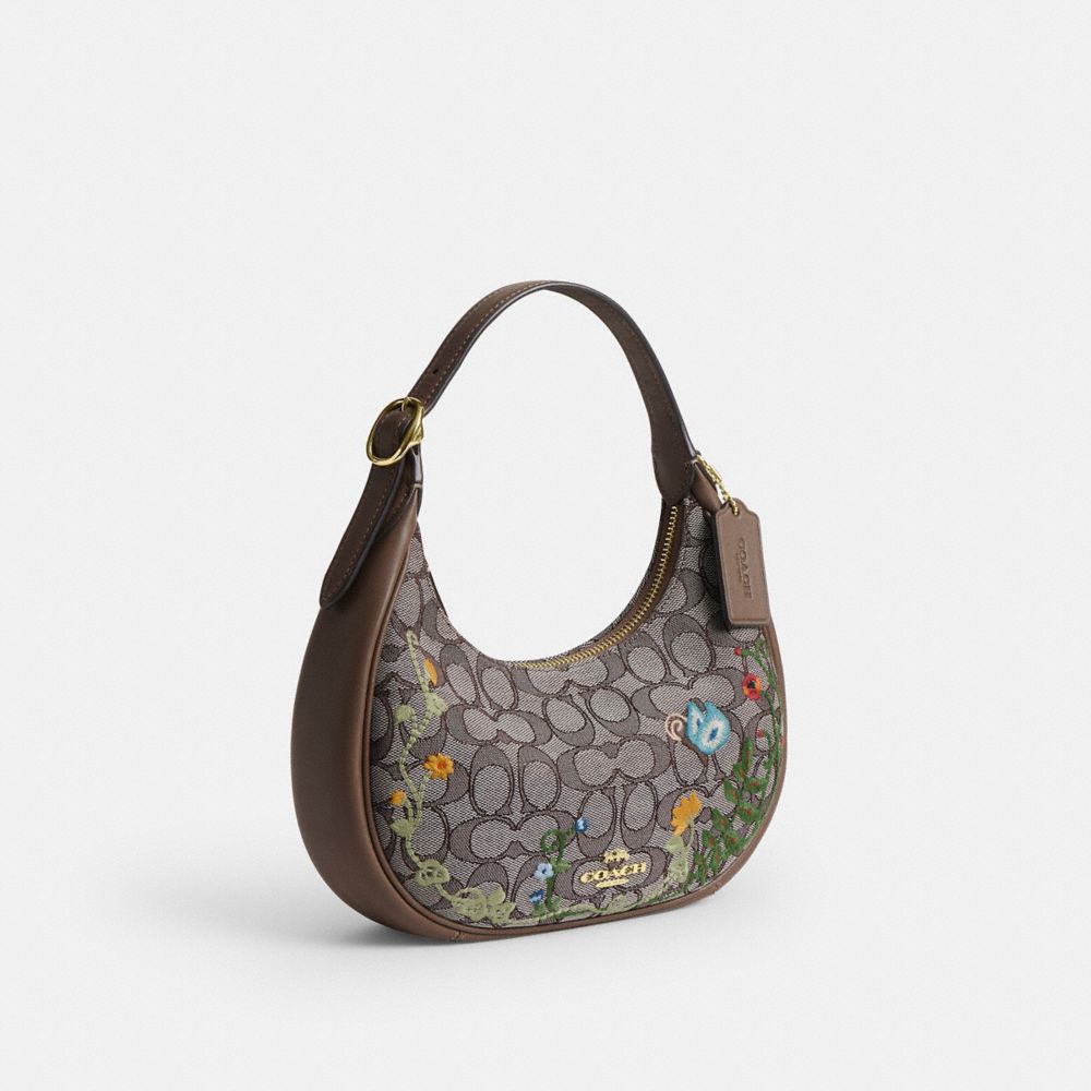 Emily Shoulder Bag In Signature Jacquard With Floral Embroidery