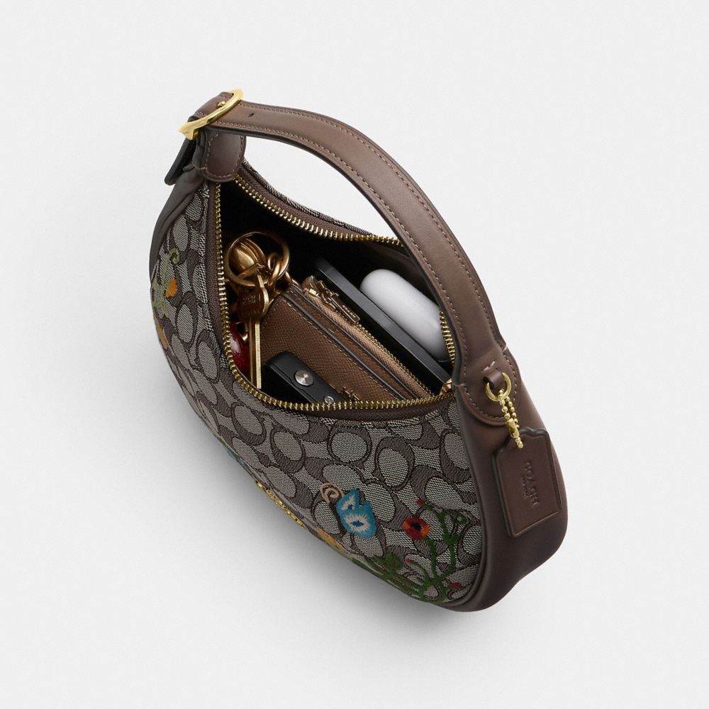 Emily Shoulder Bag In Signature Jacquard With Floral Embroidery
