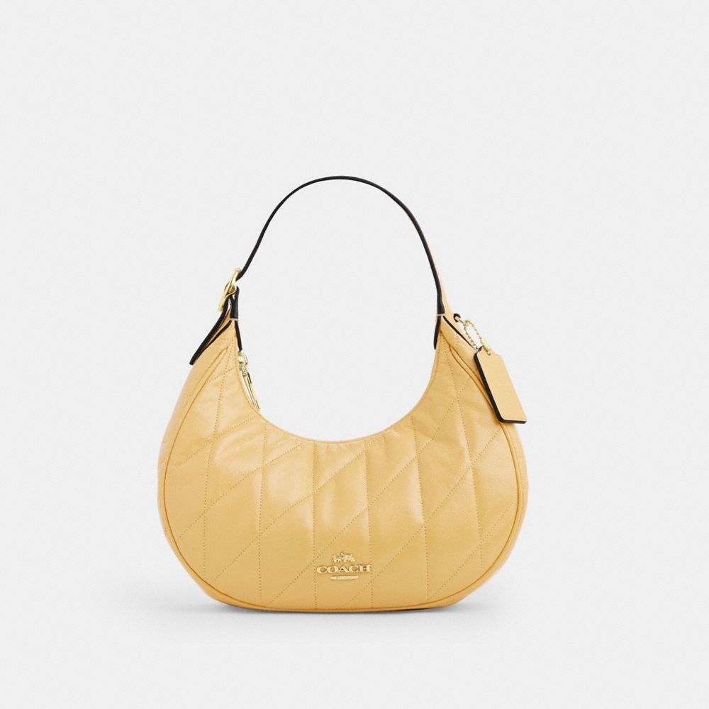 COACH®,SAC ÉPAULE EMILY AVEC MATELASSAGE,Cuir froissé,Or/Jaune doux,Front View