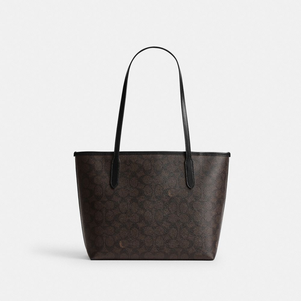 COACH®,Medium City Tote Bag In Signature Canvas,,Back View