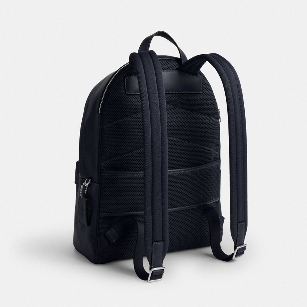 COACH®,Taylor Backpack In Ombre Signature Canvas,Leather,Canvas,Recycled Polyester,Backpack,Logo,Suitcase Sleeve,Lined,Adj...,Navy,Angle View
