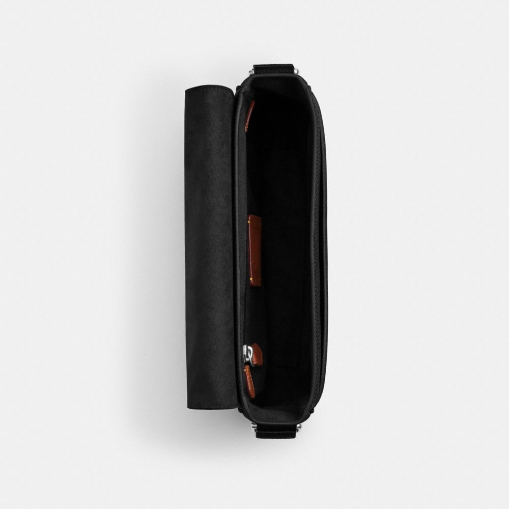 COACH®,Jack Messenger Bag,Recycled Polyester,Leather,Crossbody,Adjustable,Casual,Black,Inside View,Top View