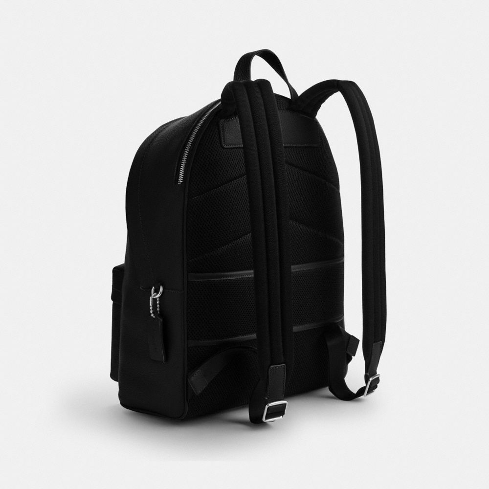 COACH®,Cuir galet,Argent/Noir,Angle View