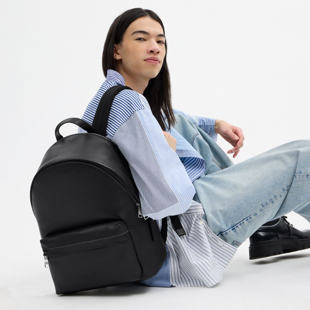 COACH®,Taylor Backpack,Leather,Polyester,Recycled Polyester,Backpack,Sustainable,Lined,Suitcase Sleeve,Casual,,Detail View