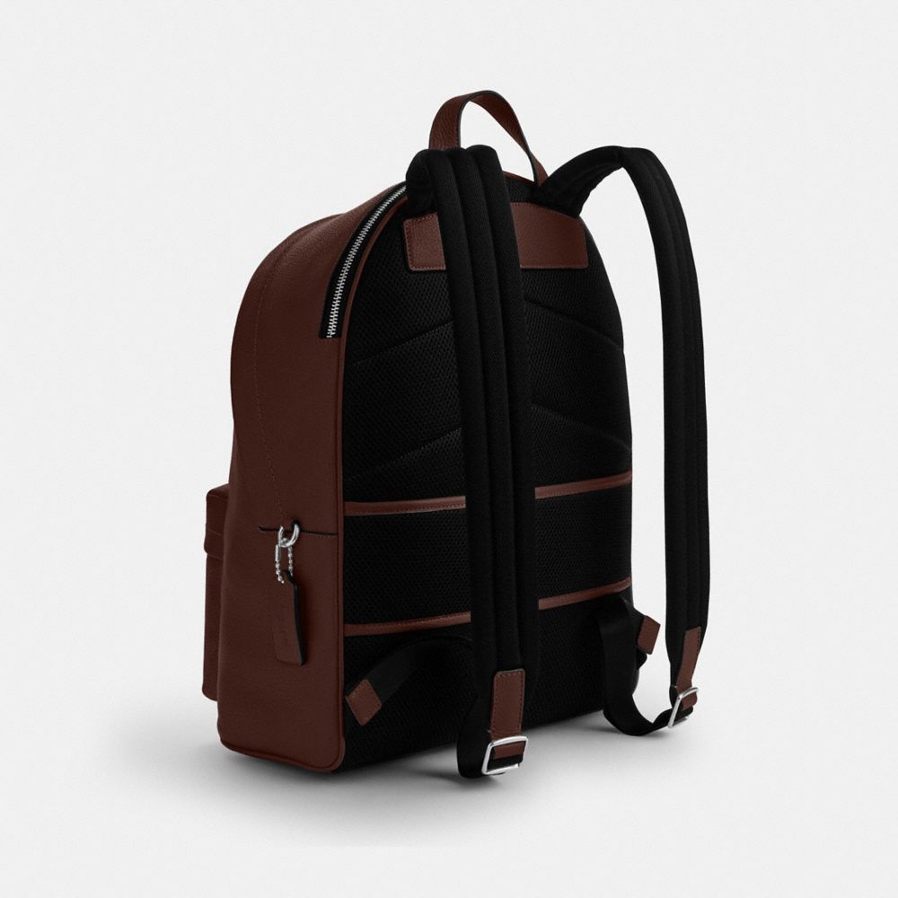 COACH®,SAC À DOS TAYLOR,Cuir galet,Argent/Érable,Angle View