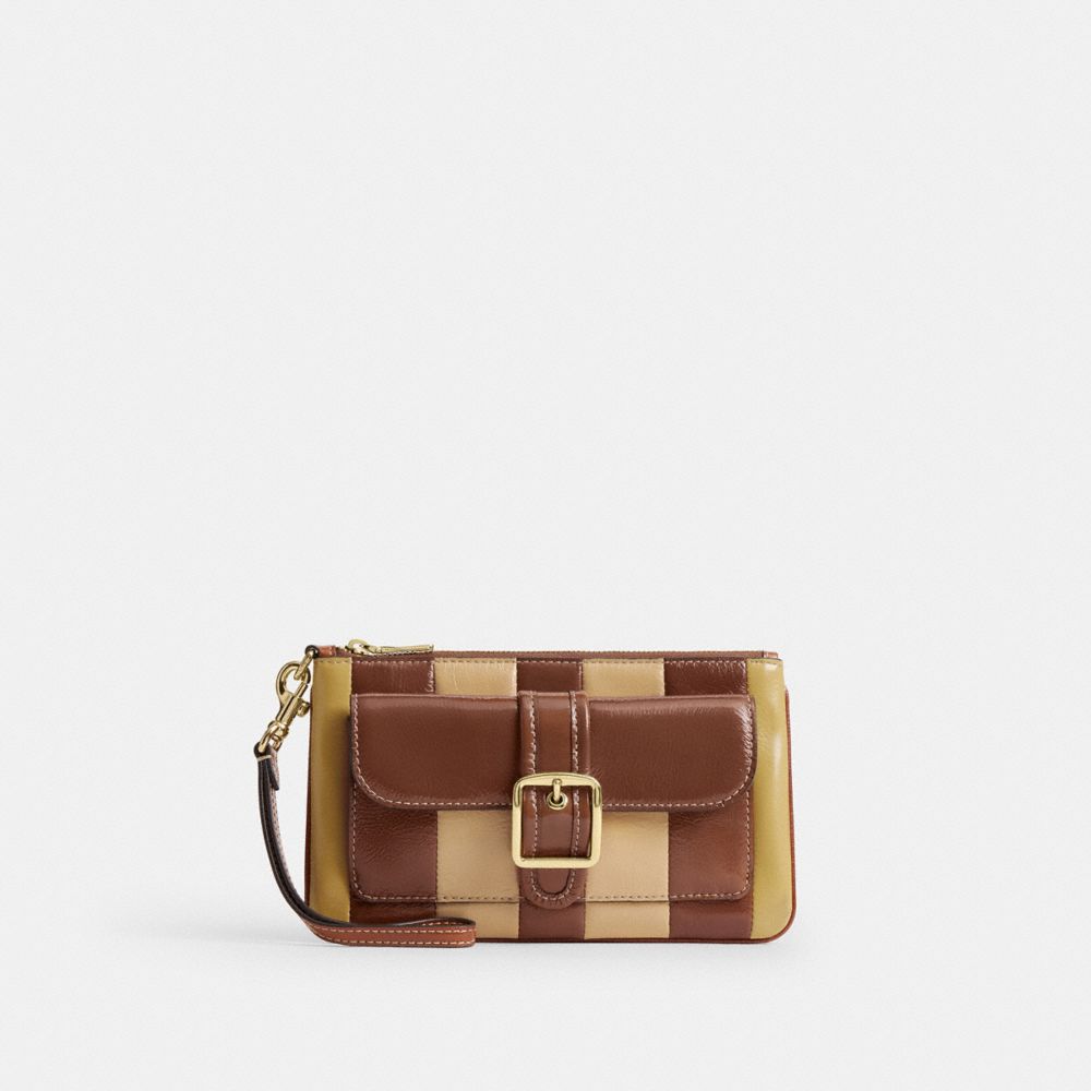 COACH®,Ashton Wristlet With Striped Patchwork,,Front View