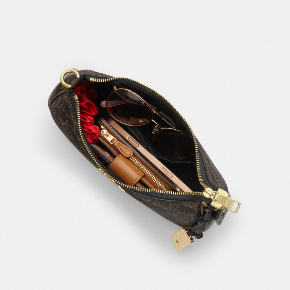 COACH®,Teri Shoulder Bag In Loved Signature Canvas With Charms,Leather,Recycled Polyester,Canvas,Shoulder Bag,Pendant,3D E...,Black,Inside View,Top View