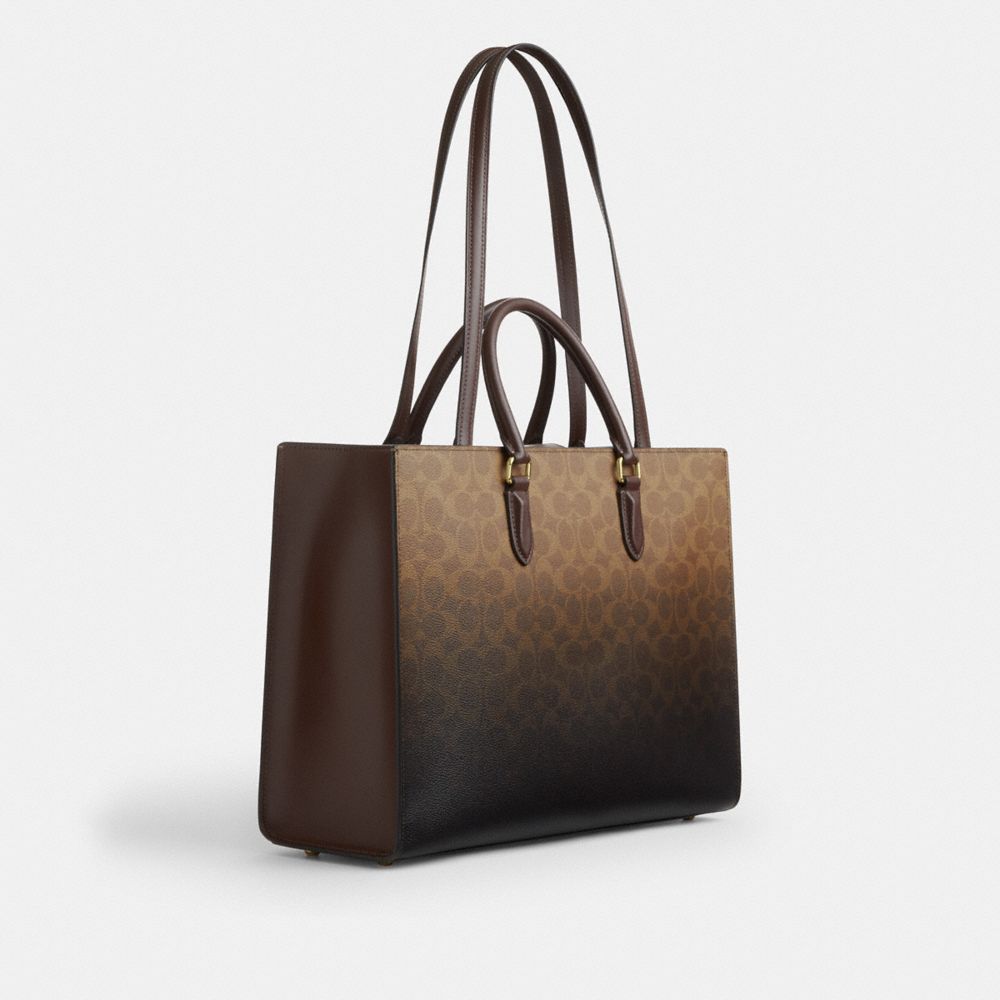 COACH®,Maggie Tote Bag In Ombre Signature Canvas,Multi Color,Angle View