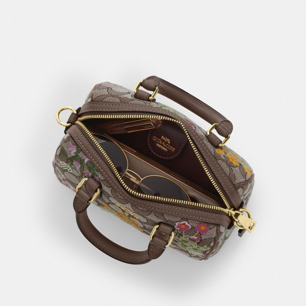 COACH®,Mini Rowan Crossbody Bag In Signature Jacquard With Floral Embroidery,,Inside View,Top View