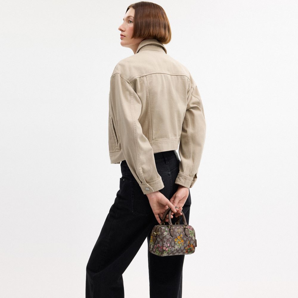 COACH®,Mini Rowan Crossbody Bag In Signature Jacquard With Floral Embroidery,,Detail View