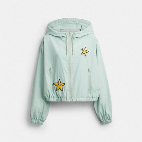 Женские куртки Coach | Brain Dead Star Cropped Windbreaker In Recycled Polyamide